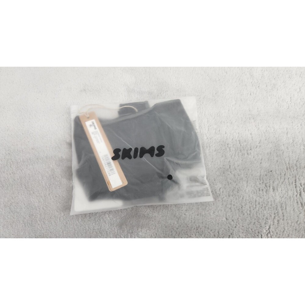 Skims XL Soot Tonal Black Lightweight Cotton Thong TH-THG-8780W NWT